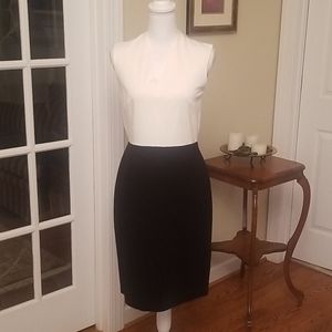 Talbots ivory/black career dress size 4